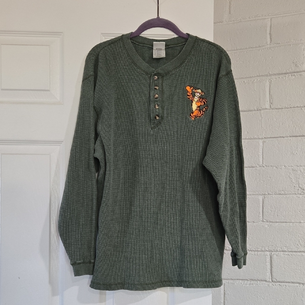 vintage Disney Store long-sleeve waffle knit Henley shirt